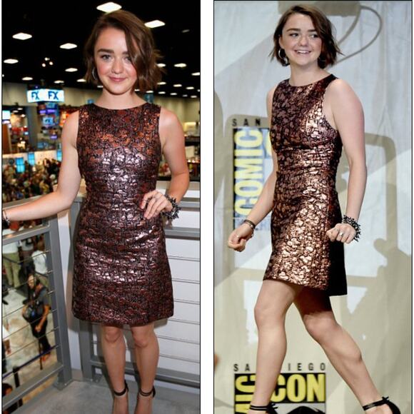 Alice + Olivia Bateau Metallic Bronze/Rose Gold Lamé Jacquard A-Line Mini Dress - Picture 7 of 14